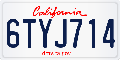 CA license plate 6TYJ714