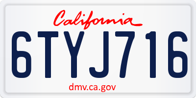 CA license plate 6TYJ716