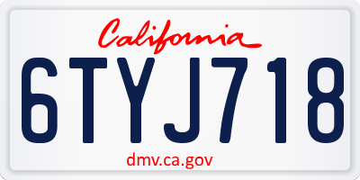 CA license plate 6TYJ718