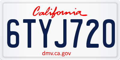 CA license plate 6TYJ720