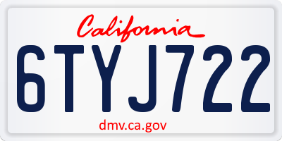 CA license plate 6TYJ722