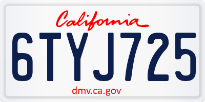 CA license plate 6TYJ725