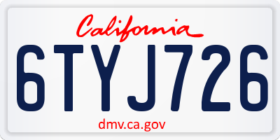 CA license plate 6TYJ726