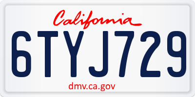 CA license plate 6TYJ729