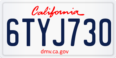 CA license plate 6TYJ730