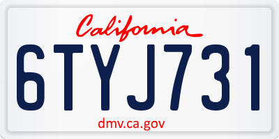 CA license plate 6TYJ731