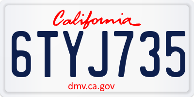 CA license plate 6TYJ735
