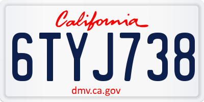 CA license plate 6TYJ738