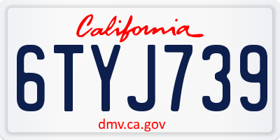 CA license plate 6TYJ739
