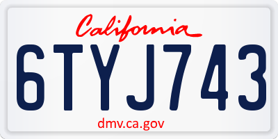 CA license plate 6TYJ743