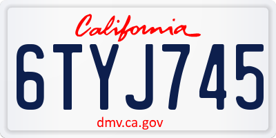 CA license plate 6TYJ745