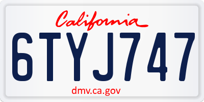 CA license plate 6TYJ747