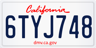 CA license plate 6TYJ748
