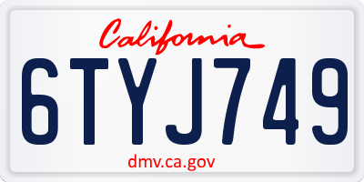 CA license plate 6TYJ749