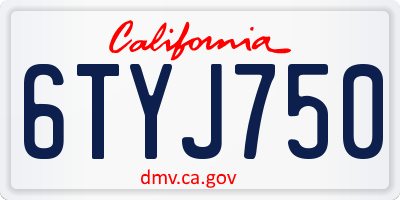 CA license plate 6TYJ750