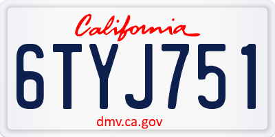 CA license plate 6TYJ751