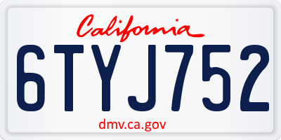 CA license plate 6TYJ752
