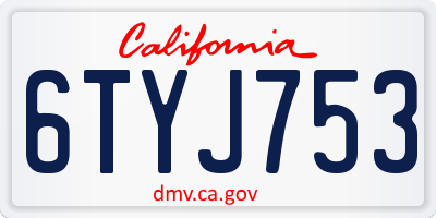 CA license plate 6TYJ753