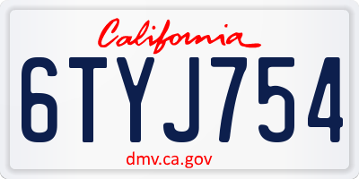 CA license plate 6TYJ754