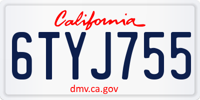 CA license plate 6TYJ755