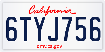 CA license plate 6TYJ756