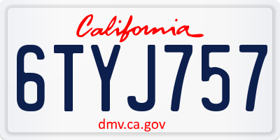 CA license plate 6TYJ757