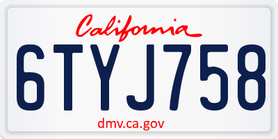 CA license plate 6TYJ758
