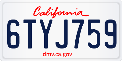 CA license plate 6TYJ759