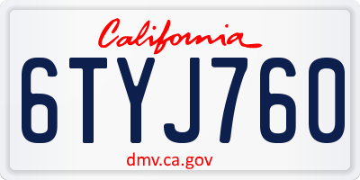 CA license plate 6TYJ760