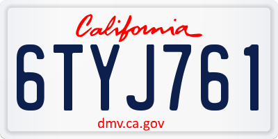 CA license plate 6TYJ761