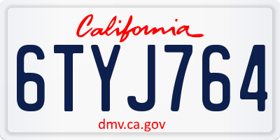 CA license plate 6TYJ764