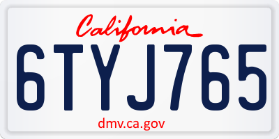 CA license plate 6TYJ765