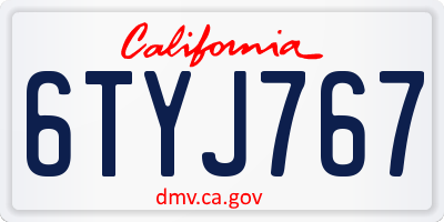 CA license plate 6TYJ767
