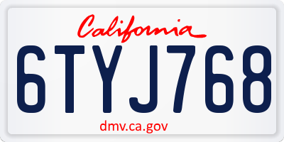 CA license plate 6TYJ768