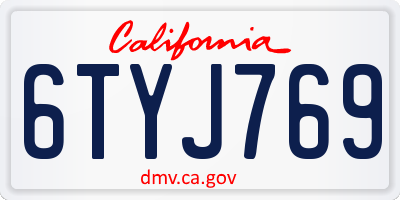 CA license plate 6TYJ769