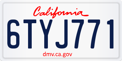 CA license plate 6TYJ771