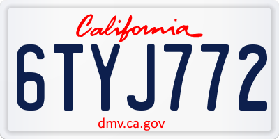 CA license plate 6TYJ772