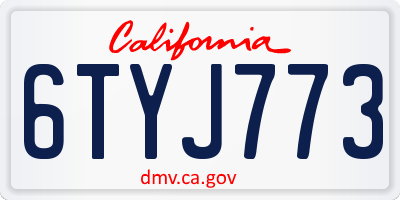 CA license plate 6TYJ773