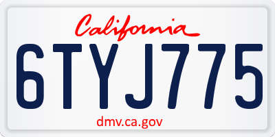 CA license plate 6TYJ775
