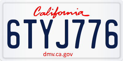 CA license plate 6TYJ776
