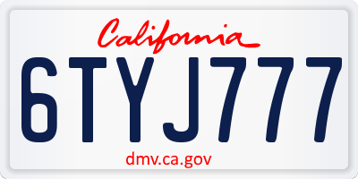 CA license plate 6TYJ777