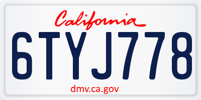 CA license plate 6TYJ778