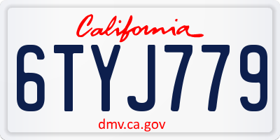 CA license plate 6TYJ779