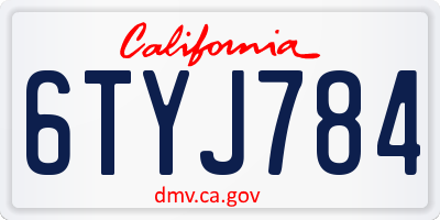 CA license plate 6TYJ784