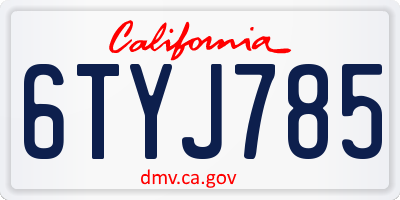 CA license plate 6TYJ785