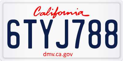 CA license plate 6TYJ788
