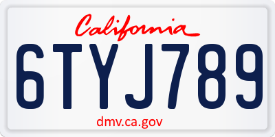 CA license plate 6TYJ789