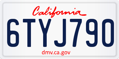 CA license plate 6TYJ790