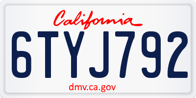 CA license plate 6TYJ792