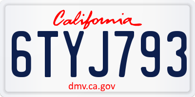 CA license plate 6TYJ793